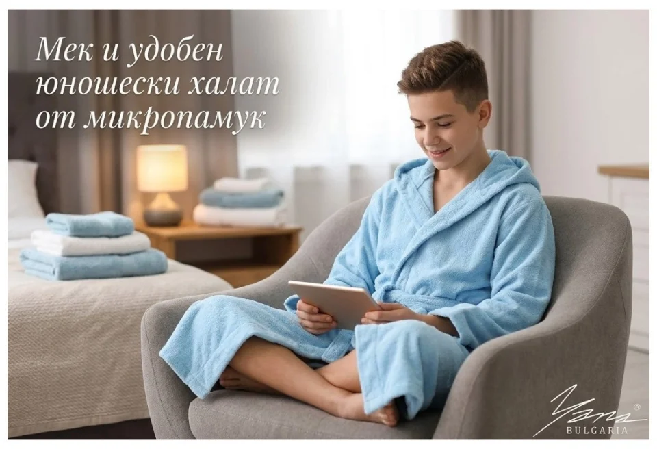 Юношески халати Юношески халат за баня Синьо пухче